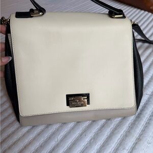 kate spade Cream and Black Leather Top-Handle Satchel